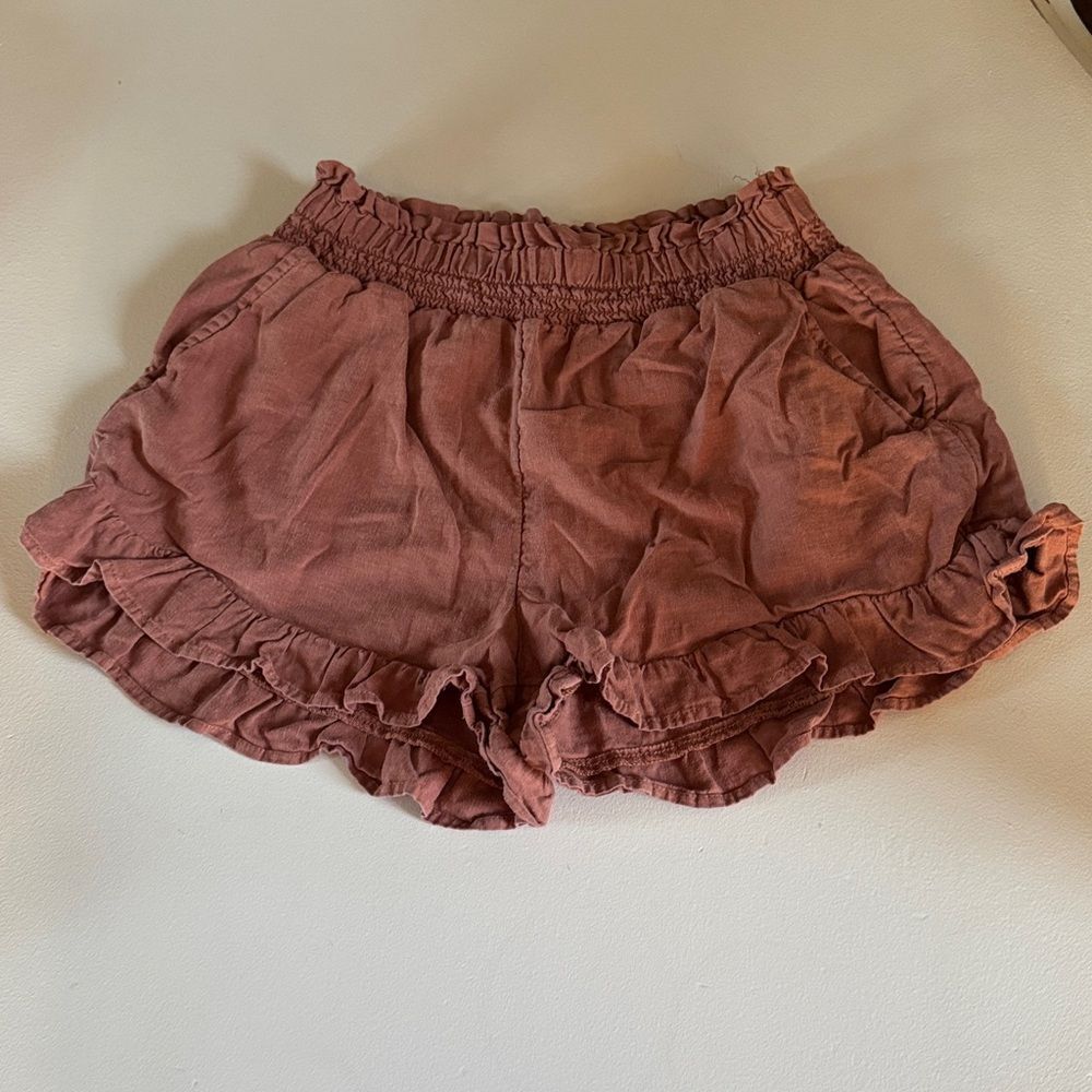 Aerie Warm rust color Ruffled Shorts extra small